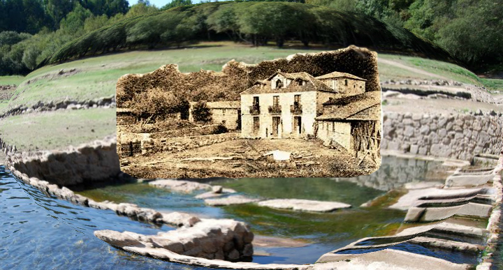 Antiguo balneario de Baños de Bande superpuesto a los restos actuales 