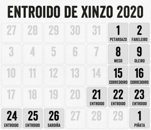 Fechas Entroido de Xinzo 2020