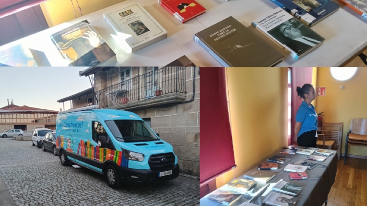A Furgoteca Ourense Occicental tamén estivo presente no acto de Sandiás. A súa responsable, Remedios Cid, cunha escolma de obras de Otero Pedrayo